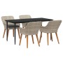 Conjunto de comedor 5 pcs Gris claro Poliratán