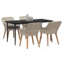 Conjunto de comedor 5 pcs Gris claro Poliratán