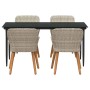 Conjunto de comedor 5 pcs Gris claro Poliratán