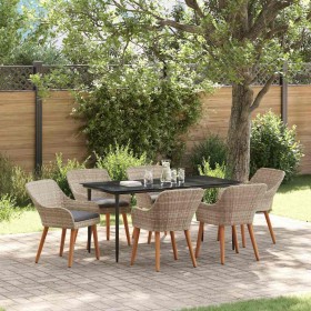 Conjunto de comedor 7 pcs Gris claro Poliratán
