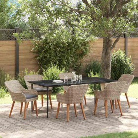 Conjunto de comedor 7 pcs Gris claro Poliratán