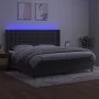 Box spring bed with mattress and LED dark gray velvet 200x200 cm by vidaXL, Beds and slatted bases - Ref: Foro24-3139824, Pri...