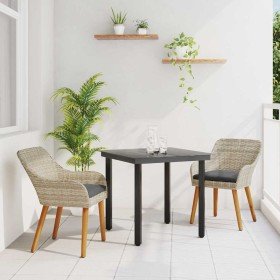 Conjunto de comedor 3 pcs Gris claro Poliratán