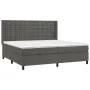 Box spring bed with mattress and LED dark gray velvet 200x200 cm by vidaXL, Beds and slatted bases - Ref: Foro24-3139824, Pri...