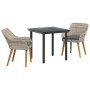 Conjunto de comedor 3 pcs Gris claro Poliratán