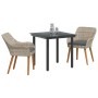 Conjunto de comedor 3 pcs Gris claro Poliratán