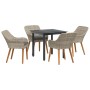 Conjunto de comedor 5 pcs Gris claro Poliratán