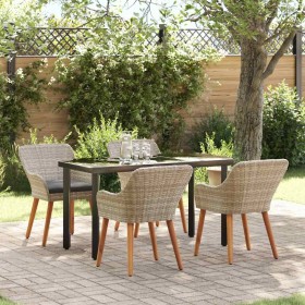 Conjunto de comedor 5 pcs Gris claro Poliratán