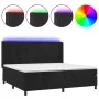 Box spring bed with mattress and LED black velvet 200x200 cm by vidaXL, Beds and slatted bases - Ref: Foro24-3139465, Price: ...