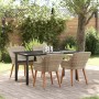 Conjunto de comedor 5 pcs Gris claro Poliratán