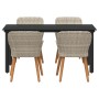 Conjunto de comedor 5 pcs Gris claro Poliratán
