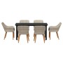 Conjunto de comedor 7 pcs Gris claro Poliratán