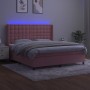 Cama box spring colchón y LED terciopelo rosa 160x200 cm de vidaXL, Camas y somieres - Ref: Foro24-3139816, Precio: 580,90 €,...