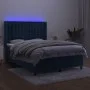 Box spring bed with mattress and LED dark blue velvet 140x200 cm by vidaXL, Beds and slatted bases - Ref: Foro24-3139809, Pri...