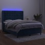 Cama box spring colchón y LED terciopelo azul oscuro 140x200 cm de vidaXL, Camas y somieres - Ref: Foro24-3139809, Precio: 49...