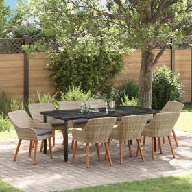 Conjunto de comedor 9 pcs Gris claro Poliratán