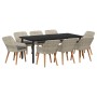 Conjunto de comedor 9 pcs Gris claro Poliratán