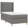 Cama box spring colchón y luces LED tela gris oscuro 90x200 cm