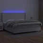 Box spring bed with mattress and LED white synthetic leather 200x200 cm by vidaXL, Beds and slatted bases - Ref: Foro24-31392...