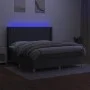 Box spring bed mattress and LED lights dark gray fabric 180x200 cm by vidaXL, Beds and slatted bases - Ref: Foro24-3139054, P...