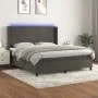 Box spring bed with mattress and LED dark gray velvet 160x200 cm by vidaXL, Beds and slatted bases - Ref: Foro24-3139452, Pri...