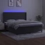 Box spring bed with mattress and LED dark gray velvet 160x200 cm by vidaXL, Beds and slatted bases - Ref: Foro24-3139452, Pri...