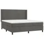 Box spring bed with mattress and LED dark gray velvet 160x200 cm by vidaXL, Beds and slatted bases - Ref: Foro24-3139452, Pri...