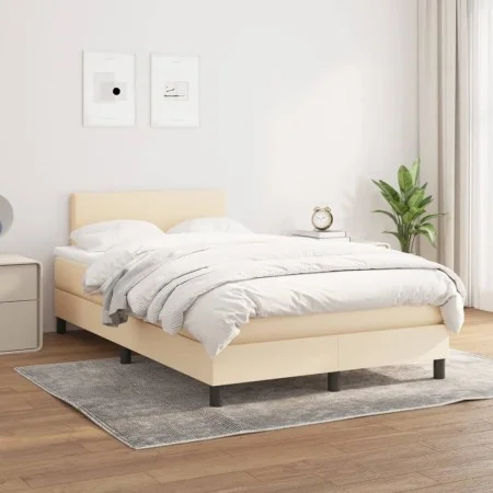 Cama box spring con colchón tela color crema 120x200 cm de vidaXL, Camas y somieres - Ref: Foro24-3139886, Precio: 362,32 €, ...