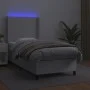 Box spring bed and LED mattress white synthetic leather 90x200 cm by vidaXL, Beds and slatted bases - Ref: Foro24-3139242, Pr...