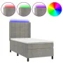 Box spring bed with mattress and LED light gray velvet 90x200 cm by vidaXL, Beds and slatted bases - Ref: Foro24-3139541, Pri...