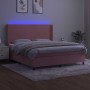 Cama box spring colchón y LED terciopelo rosa 180x200 cm de vidaXL, Camas y somieres - Ref: Foro24-3139462, Precio: 579,07 €,...