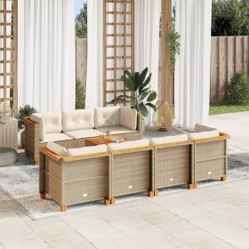 Set de sofás de jardín y cojines 8 piezas ratán sintético beige Set de sofás de jardín y cojines 8 piezas ratán sintético beige