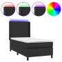 Cama box spring colchón y LED cuero sintético negro 100x200 cm