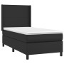 Cama box spring colchón y LED cuero sintético negro 100x200 cm