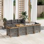 Set de sofás de jardín y cojines 8 piezas ratán sintético gris