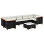Set de sofás de jardín y cojines 8 piezas ratán sintético negro