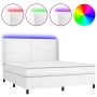 Boxspringbett mit Matratze und LED-weißem Kunstleder 180x200 cm von vidaXL, Betten und Lattenroste - Ref: Foro24-3139278, Pre...