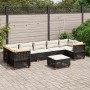 Set de sofás de jardín 8 piezas y cojines ratán sintético negro