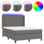 Cama box spring colchón y LED cuero sintético gris 140x190 cm de vidaXL, Camas y somieres - Ref: Foro24-3139263, Precio: 527,...