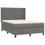 Box spring bed with mattress and LED gray synthetic leather 140x190 cm by vidaXL, Beds and slatted bases - Ref: Foro24-313926...