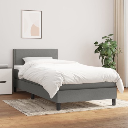Cama box spring con colchón tela gris oscuro 90x200 cm de vidaXL, Camas y somieres - Ref: Foro24-3139946, Precio: 287,23 €, D...