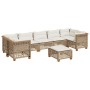 Set de sofás de jardín y cojines 8 piezas ratán sintético beige
