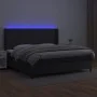 Box spring bed with mattress and LED black synthetic leather 200x200 cm by vidaXL, Beds and slatted bases - Ref: Foro24-31392...
