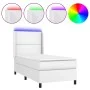 Box spring bed with mattress and LED white synthetic leather 100x200 cm by vidaXL, Beds and slatted bases - Ref: Foro24-31393...