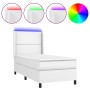 Cama box spring colchón y LED cuero sintético blanco 100x200 cm de vidaXL, Camas y somieres - Ref: Foro24-3139308, Precio: 36...