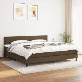 Box spring bed with dark brown fabric mattress 200x200 cm by vidaXL, Beds and slatted bases - Ref: Foro24-3140004, Price: 576...