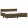 Cama box spring con colchón tela marrón oscuro 200x200 cm de vidaXL, Camas y somieres - Ref: Foro24-3140004, Precio: 576,04 €...