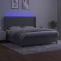 Box spring bed with mattress and LED light gray velvet 160x200 cm by vidaXL, Beds and slatted bases - Ref: Foro24-3139451, Pr...