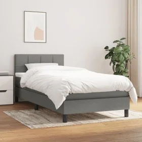 Box spring bed with dark gray fabric mattress 100x200 cm by vidaXL, Beds and slatted bases - Ref: Foro24-3140034, Price: 317,...