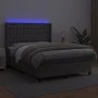 Box spring bed with mattress and LED gray synthetic leather 140x200 cm by vidaXL, Beds and slatted bases - Ref: Foro24-313938...